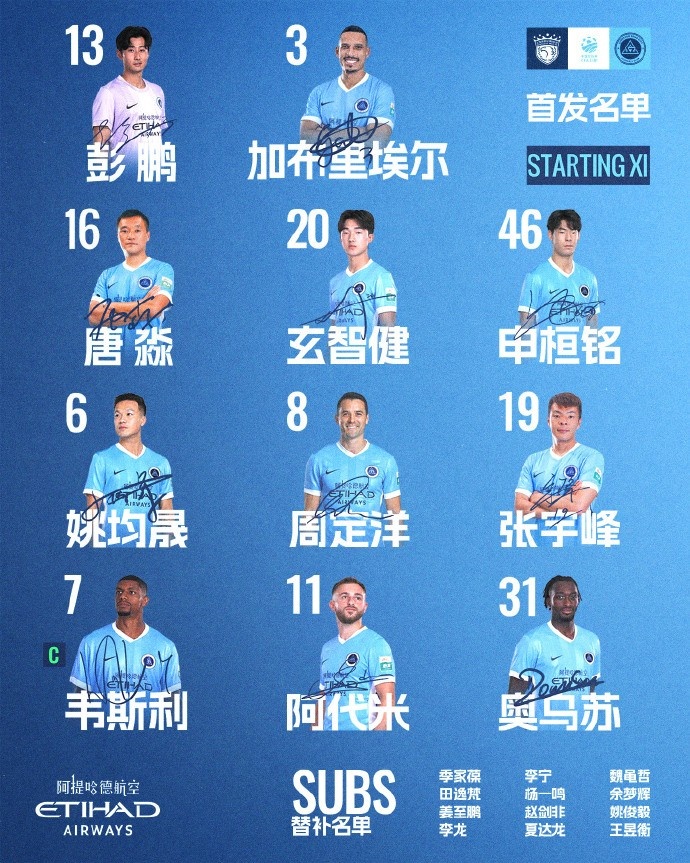 深圳新鹏城客战海港首发:韦斯利队长,加布里埃尔+姚均晟出战 深圳新鹏城客战海港首发:韦斯利队长,加布里埃尔+姚均晟出战